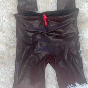 SPANX Plum faux leather leggings